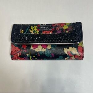 Sakroots Floral Wallet black floral sequin. Pre-owned.